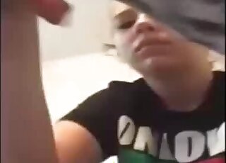 Adorable babe gets to enjoy fellatio with a dog