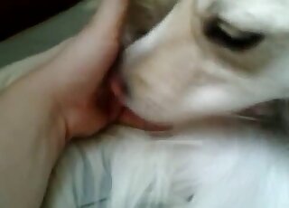Dude happily fingers that tight hole